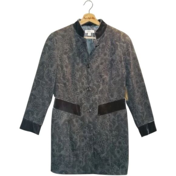 Coldwater Creek Gray Jacquard Riding Jacket Size 14 Classic Mature Equestrian - Picture 1 of 10